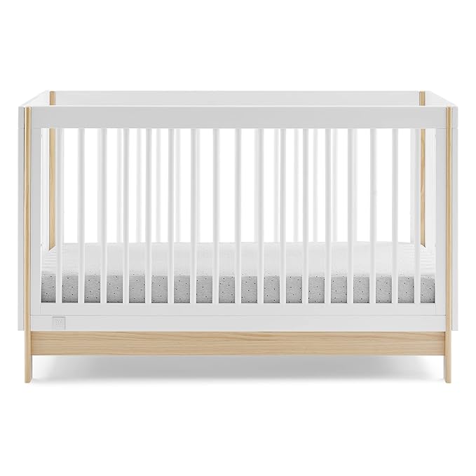 GAP babyGap Tate 4-in-1 Convertible Crib - Greenguard Gold Certified, Bianca White/Natural - LeafyLoom