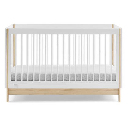 Delta Children babyGap Tate 4-in-1 Convertible Crib + Brannan Bear Bookcase with Bins + Brannan Bear Wall Shelf with 4 Hooks, Bianca White/Natural (Bundle) - LeafyLoom