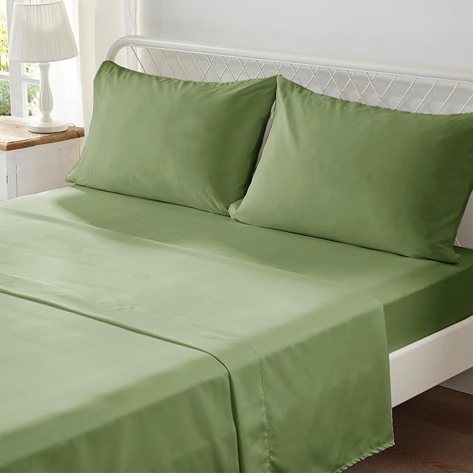 Anluoer Queen Comforter Set, Olive Green Tufted Bed in a Bag 7 Pieces with comforters and sheets, All Season Bedding Sets with 1 Comforter, 2 PillowShams, 2 Pillowcases, 1 Flat Sheet, 1 Fitted Sheet - LeafyLoom