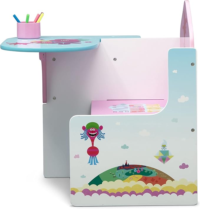 Delta Children Chair Desk with Storage Bin, Trolls World Tour - LeafyLoom