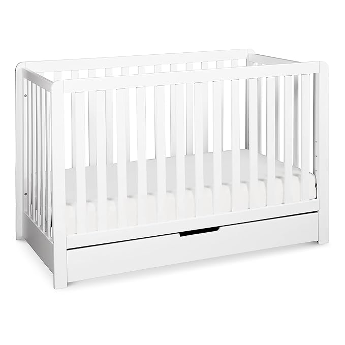 Carter's by DaVinci Colby 4-in-1 Convertible Crib with Trundle Drawer in White, Greenguard Gold Certified, Undercrib Storage - LeafyLoom