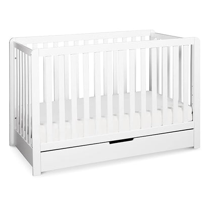 Carter's by DaVinci Colby 4-in-1 Convertible Crib with Trundle Drawer in White, Greenguard Gold Certified, Undercrib Storage - LeafyLoom