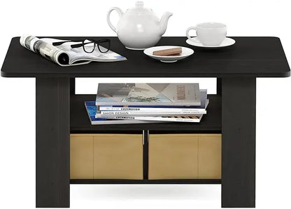 Furinno Andrey Coffee Tables, 18.9(D) x 31.5(W) x 15.6(H) Inches, Dark Espresso/Brown - LeafyLoom