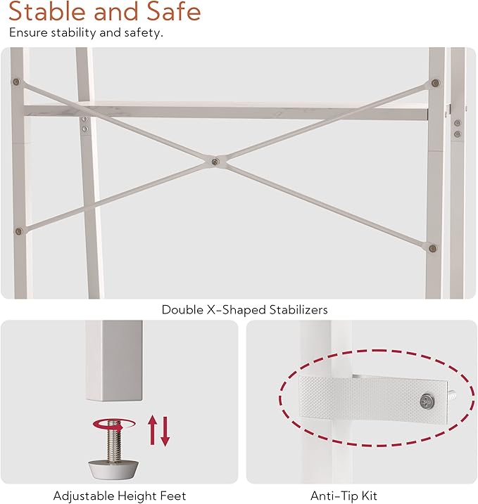 Yusong Ladder Shelf,Industrial 5-Tier Bookshelf,Free Standing Bookcase,Utility Organizer Shelves for Plant Flower,Wood Look Accent Furniture with Metal Frame for Home Office, (White) - LeafyLoom