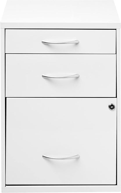 OSP Home Furnishings HPB Heavy Duty 3-Drawer Metal File Cabinet for Standard Files and Office Supplies, White Finish - LeafyLoom