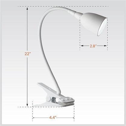 Newhouse Lighting NHCLP-OL-WH Olivia LED Clamp Light Desk Lamp with Flexible Gooseneck, 3 Brightness Levels & 3 Color Modes, White - LeafyLoom