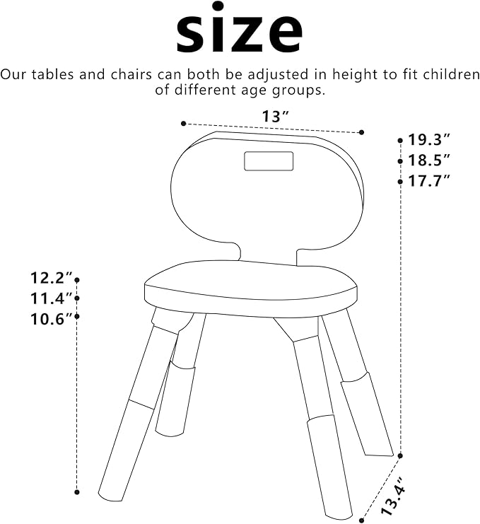 3 Level Height Adjustable Kids Chairs Plastic Preschool Chair Durable and Lightweight Child Chair with a Maximum Load Capacity of 220 pounds Suitable for Day Care, Classroom, and Home (1-Pack Beige) - LeafyLoom