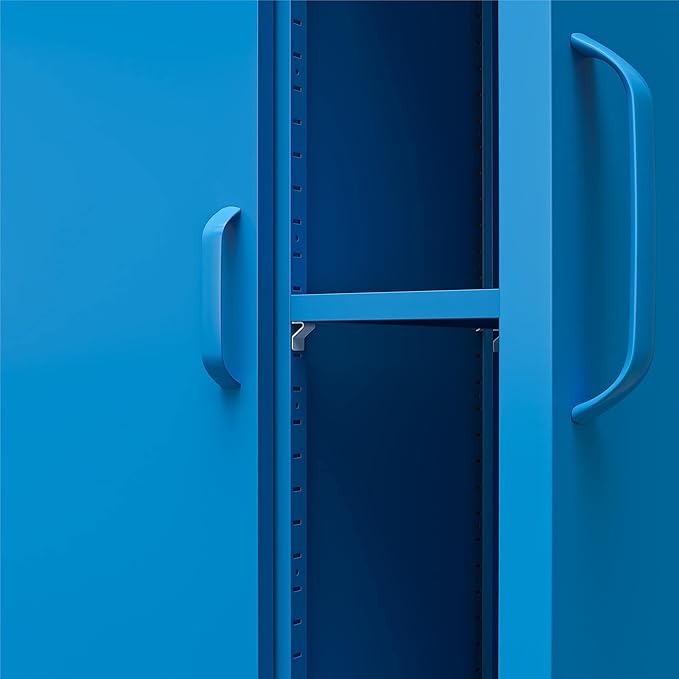 Novogratz Cache Tall 2 Door Metal Locker Cabinet, Blue - LeafyLoom