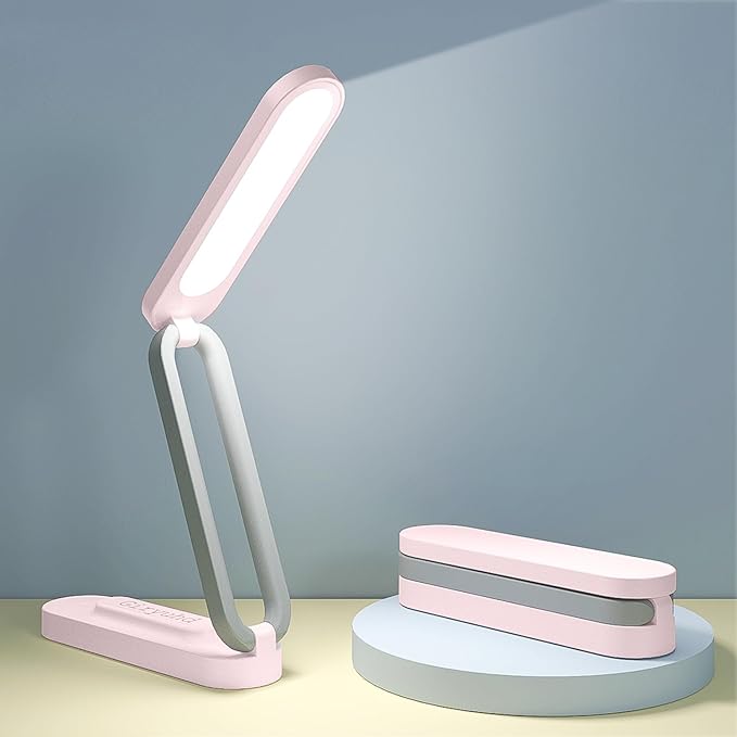 LED Desk Lamp for Office Home & Battery Operated Lamp Rechargeable Lamp Foldable & Portable Light, LED Desk Light Strip, 3 Brightness Dimmable Small Desk Lamp Wireless Reading Lamp - LeafyLoom