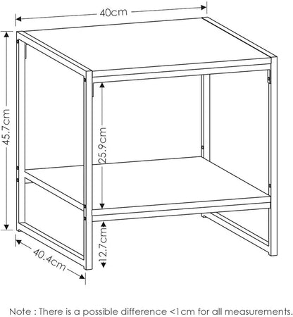 FURINNO Camnus Modern Living 2-Tier End Table, Americano, 15.9 in x 15.75 in x 18 in - LeafyLoom