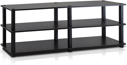 Furinno Turn-S-Tube No Tools 3-Tier Entertainment TV Stands, Espresso/Black - LeafyLoom