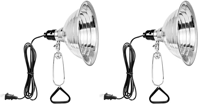 Simple Deluxe 2-Pack Clamp Lamp Light with 8.5 Inch Aluminum Reflector up to 150 Watt E26 (no Bulb Included), Silver and Black - LeafyLoom