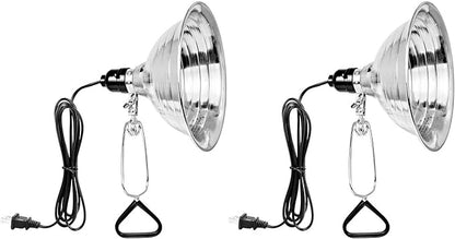 Simple Deluxe 2-Pack Clamp Lamp Light with 8.5 Inch Aluminum Reflector up to 150 Watt E26 (no Bulb Included), Silver and Black - LeafyLoom