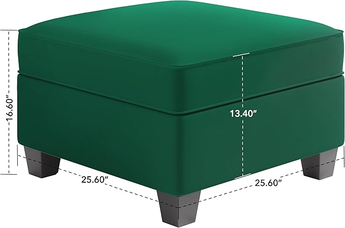 Square Modular Storage Ottoman for Modular Sectional Sofa Seat Cube Footrest Coffee Table, Green - LeafyLoom