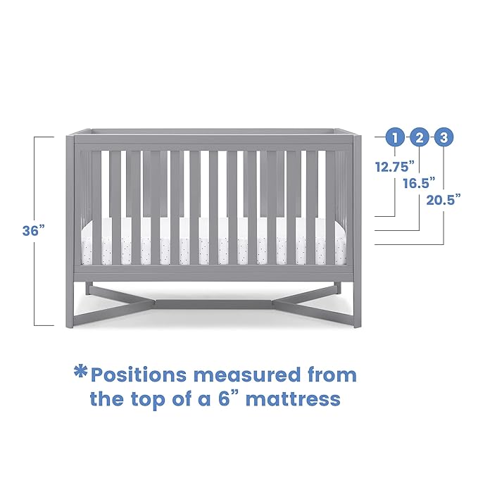 Delta Children Tribeca 4-in-1 Baby Convertible Crib + Simmons Kids Quiet Nights Crib and Toddler Mattress Made from Recycled Water Bottles/GREENGUARD Gold Certified [Bundle], Grey - LeafyLoom