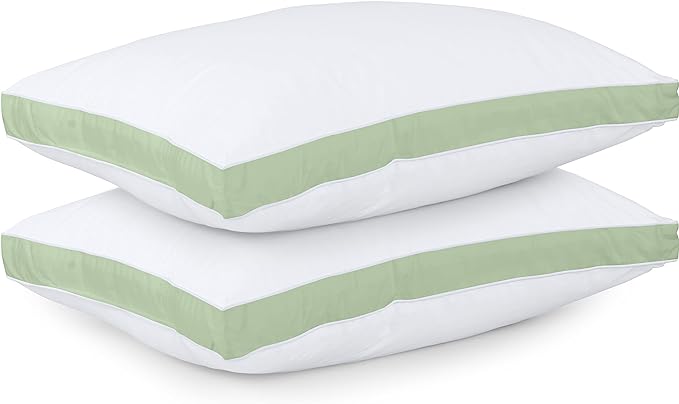 Utopia Bedding Bed Pillows for Sleeping Queen Size (Sage), Set of 2, Cooling Hotel Quality, Gusseted Pillow for Back, Stomach or Side Sleepers - LeafyLoom