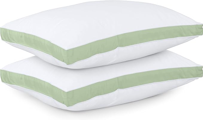 Utopia Bedding Bed Pillows for Sleeping King Size (Sage), Set of 2, Cooling Hotel Quality, Gusseted Pillow for Back, Stomach or Side Sleepers - LeafyLoom