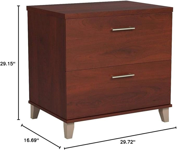 Bush Furniture Somerset 2 Drawer Lateral File Cabinet | Letter, Legal, and A4-size Document Storage for Home Office, 30W x 17D x 29H, Hansen Cherry - LeafyLoom