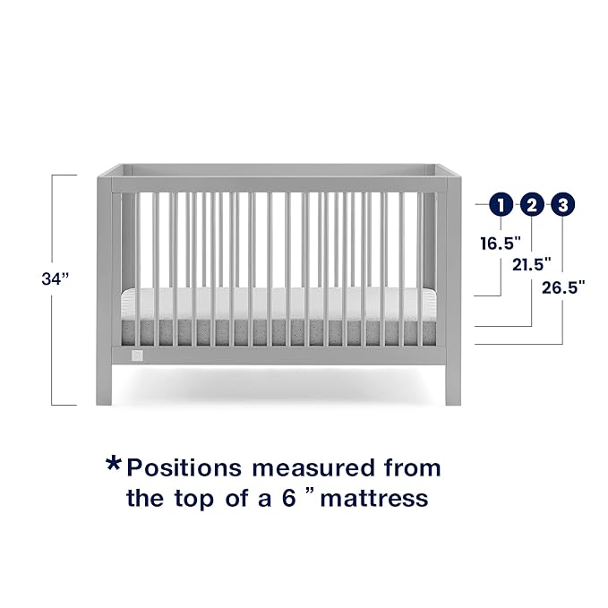 babyGap by Delta Children Charlie 6-in-1 Convertible Crib TrueSleep Crib and Toddler Mattress (Bundle), Grey - LeafyLoom