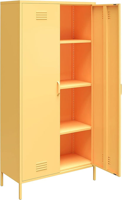 Novogratz Cache Tall 2 Door Metal Locker Cabinet, Yellow - LeafyLoom