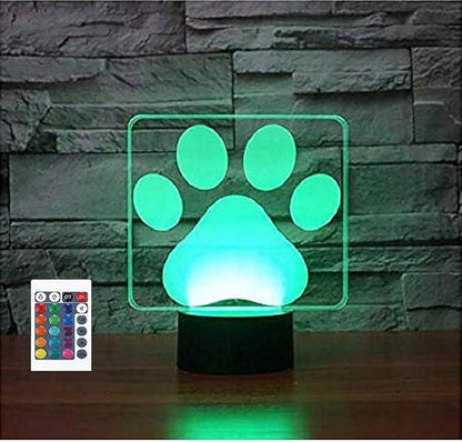 3D Dog Paw Modelling Night Light Touch 16 Color Change LED Table Desk Lamp Acrylic Flat ABS Base USB Home Decoration Toy Birthday Xmas Kid Children Gift - LeafyLoom