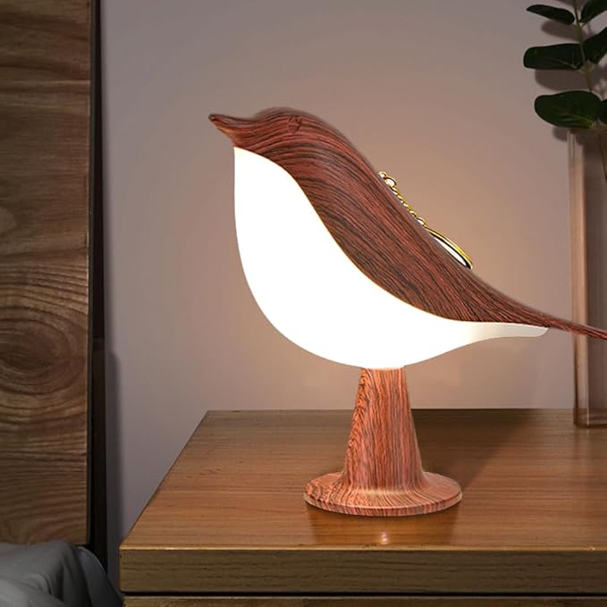 Bird Small Desk Lamp, Dimmer Night Light for Bedroom, Cordless Table Lamp with 3 Color Temperature and Touch Sensor, Rechargeable Bedside lamp - LeafyLoom