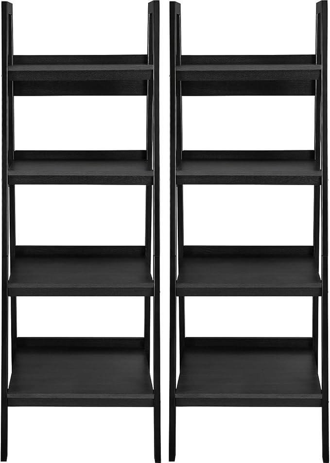 Ameriwood Home Lawrence 4 Shelf Ladder Bookcase Bundle, Black - LeafyLoom