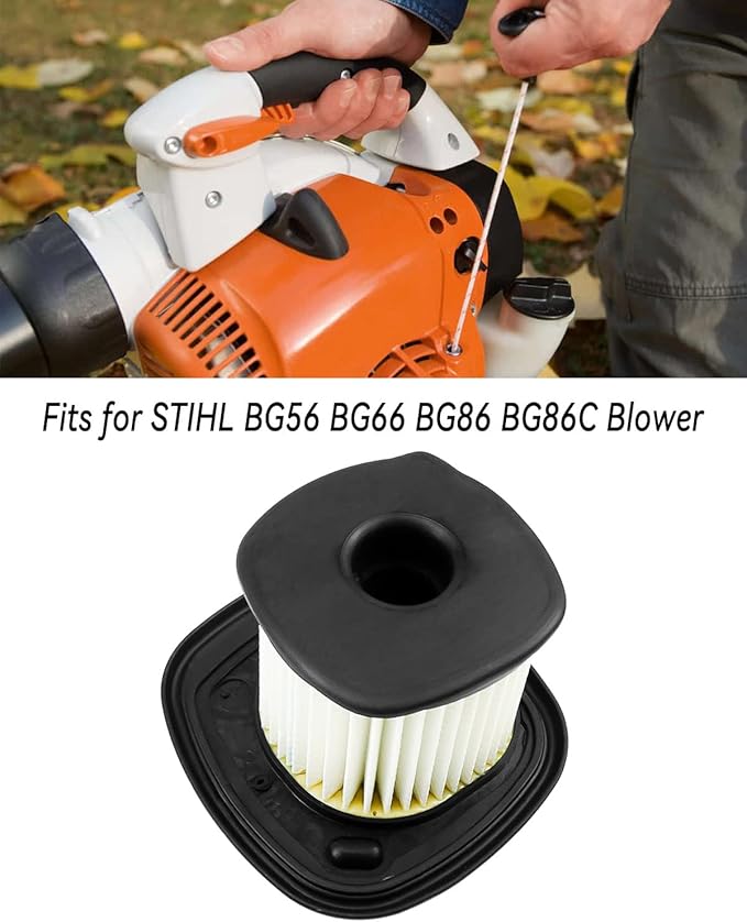 Filter Fits for Stihl BG56 BG66 BG86 BG86C Blower Replace 4241 140 4404, 4241 140 4403, 42411404400 with Spark Plug Fuel Filter, Black - LeafyLoom