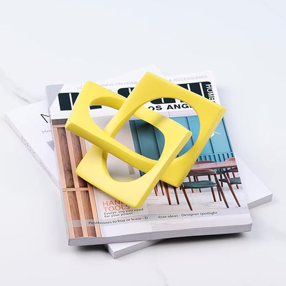 DOVDOV Geometric cube knot decorations, abstract geometric statue, yellow home decor accents for room office shelf coffee table entryway desktop small ornaments. - LeafyLoom