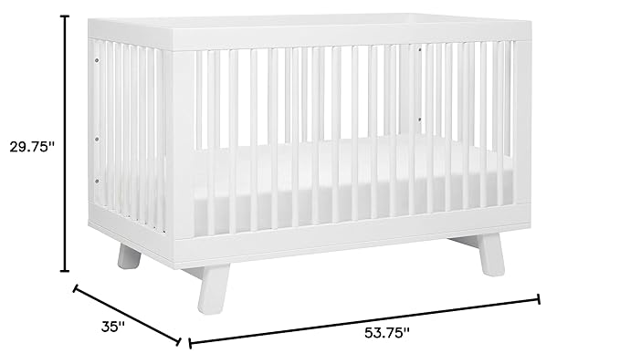 Babyletto Hudson 3-in-1 Convertible Crib with Toddler Bed Conversion Kit in White, Greenguard Gold Certified , 53.75x29.75x35 Inch (Pack of 1) - LeafyLoom