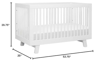 Babyletto Hudson 3-in-1 Convertible Crib with Toddler Bed Conversion Kit in White, Greenguard Gold Certified , 53.75x29.75x35 Inch (Pack of 1) - LeafyLoom