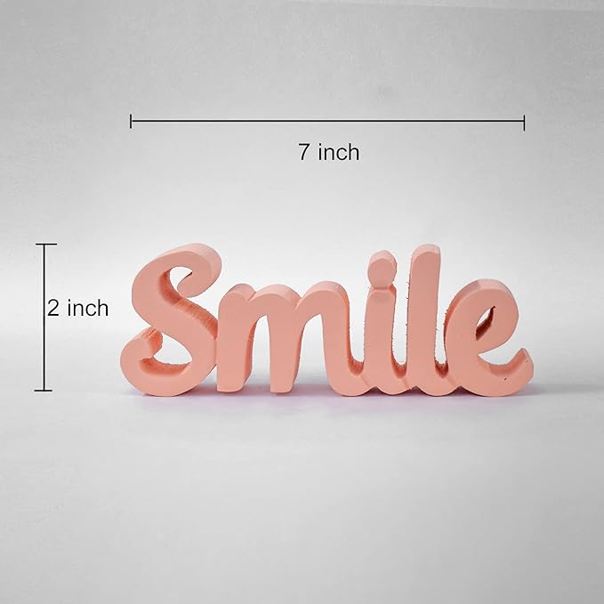 Smile – Peach, Aesthetic table decor for home or office, desk or Shelf. Quirky room decoration showpiece, ideal for birthday gift, corporate gift, and inspiring wall decor - LeafyLoom