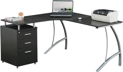 NicBex Laik-DW-00046-DX Desks, 59" W x 55" D x 30" H, Espresso - LeafyLoom