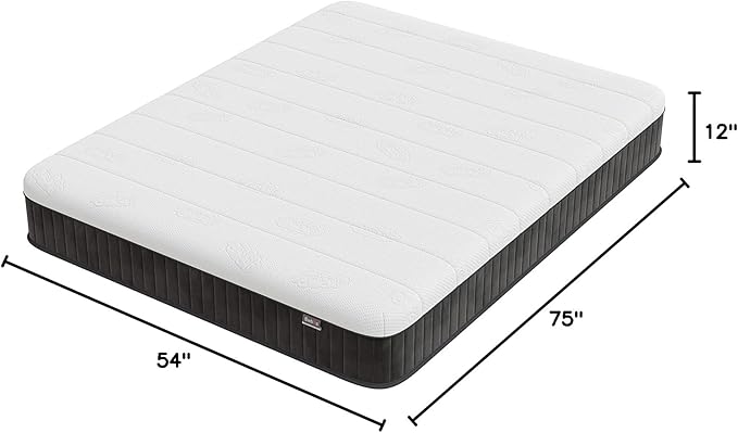 Firm Double Mattress, 12 Inch Memory Foam Full Size Mattress, Full Bed Mattress in a Box Pressure Relief & Firm Mattress Double Size… - LeafyLoom