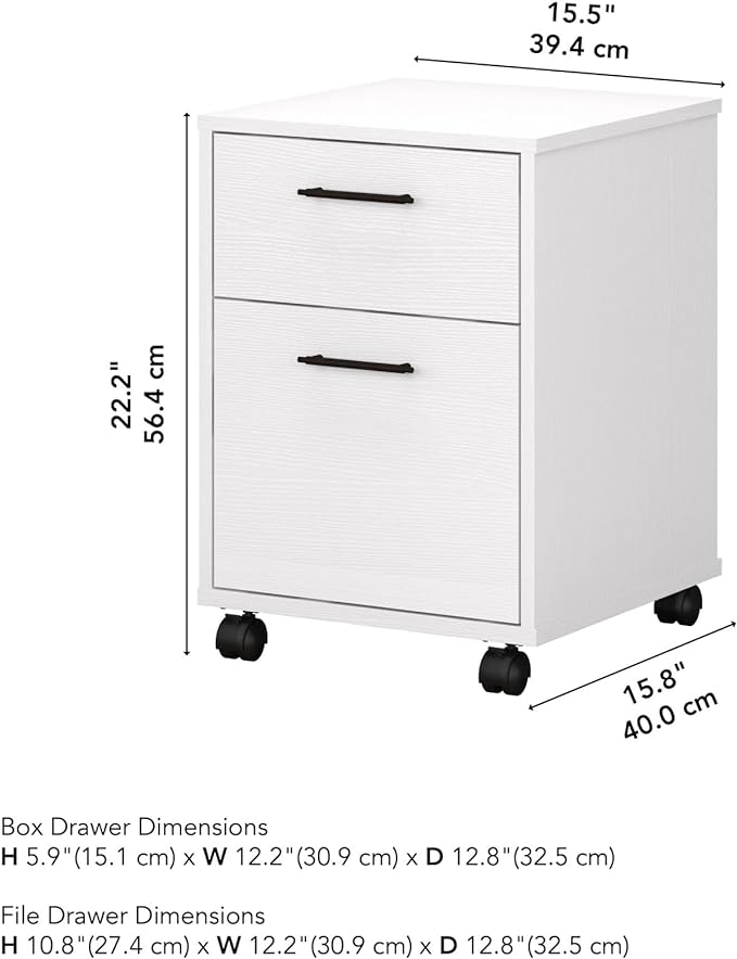 Bush Furniture Key West 2 Drawer Mobile File Cabinet, Rolling File Cabinet for Home Office - LeafyLoom