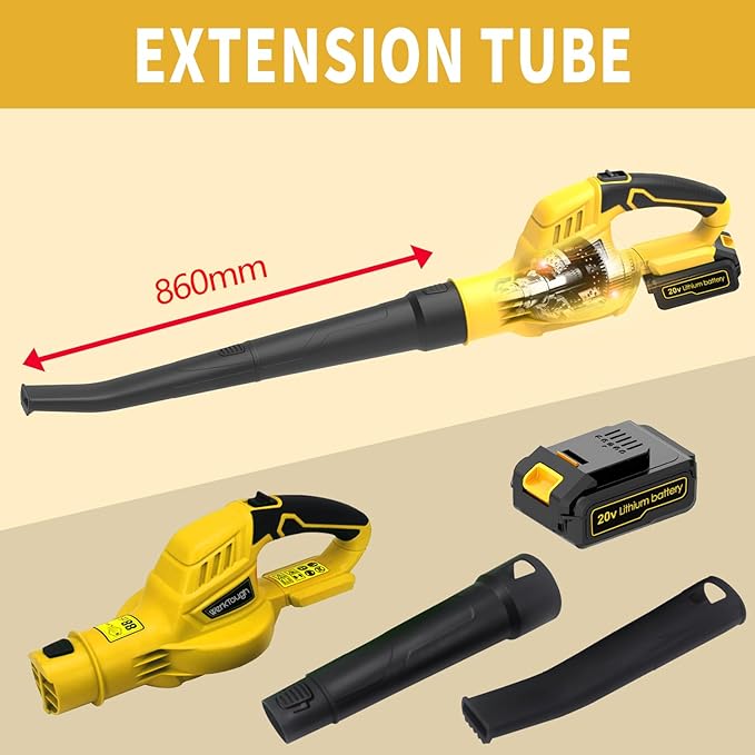 20V Cordless Leaf Blower with Battery Fast Charger Leaf Blower Sweeper (yellow 3.0A) - LeafyLoom