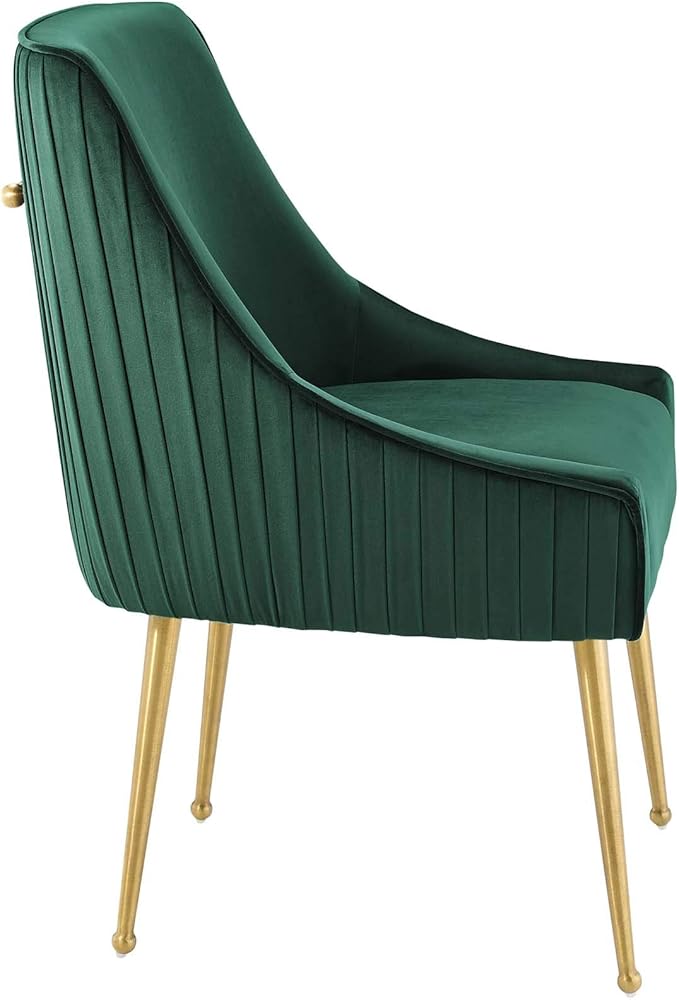 Modway Discern Pleated Back Upholstered Performance Velvet Dining Chair, Green - LeafyLoom