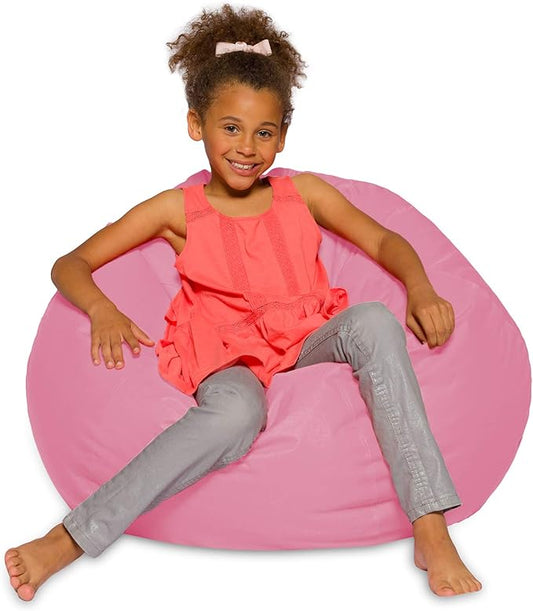 Posh Creations Bean Bag Chair for Kids, Teens, and Adults Includes Removable and Machine Washable Cover, Solid Pink, 38in - Large - LeafyLoom