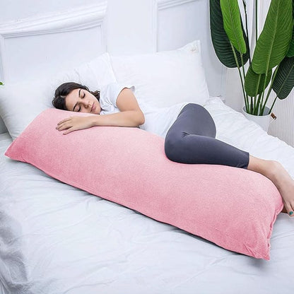 Full Body Pillow for Adults, Long Pillow for Sleeping, Large Firm Bed Pillow for Side Sleepers with Cover, 20x54 Inches (Pink) - LeafyLoom