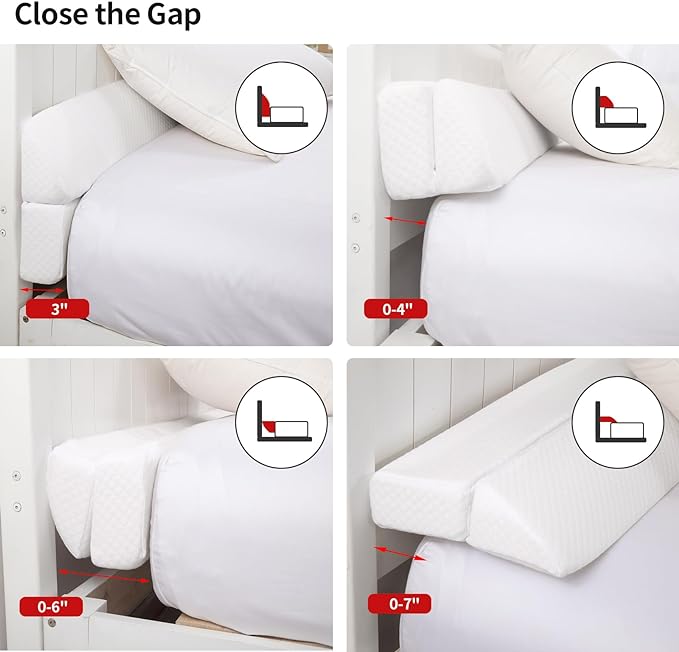 Pillow Wedge for Headboard Gap,Bed Gap Filler Twin Size,Foldable Bed Wedge Pillow for Headboard,White Bed Wedge Gap Filler,Foam Mattress Gap Filler,39"x6"x6" - LeafyLoom