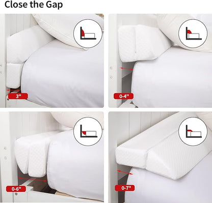 Pillow Wedge for Headboard Gap,Bed Gap Filler Full Size,Foldable Bed Wedge Pillow for Headboard,White Bed Wedge Gap Filler,Foam Mattress Gap Filler,54"x6"x6" - LeafyLoom