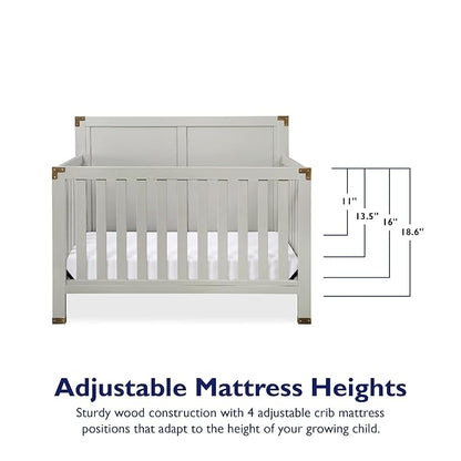 Baby Relax Miles 5-in-1 Convertible Crib for Nursery, Soft Gray - LeafyLoom