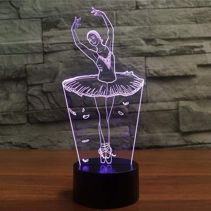 FXUS 3D Ballet Dancer Girl Lamp Night Light 16 Color Change LED Remote Control Table Desk Lamp Home Decoration Toy Birthday Xmas Kid Children Gift - LeafyLoom