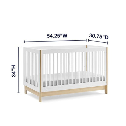 GAP babyGap Tate 4-in-1 Convertible Crib - Greenguard Gold Certified, Bianca White/Natural - LeafyLoom