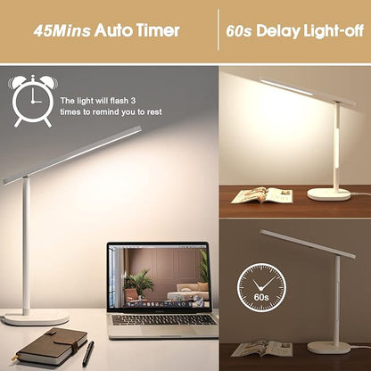 LED Desk Lamp, Eye-Caring Desk Lamps for Home Office,1000Lum Super Bright Dimmable Brightness Desk Light with Night Light & Auto Timer, Table lamp for Reading Studying Working Lamps Dorm Gift - LeafyLoom