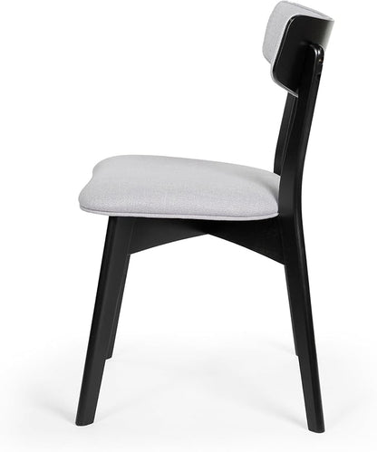 Christopher Knight Home Chazz Dining Chair, 19.75 "W x 19.75 "D x 31 "H, Chaz,Light Gray/Matte Black - LeafyLoom