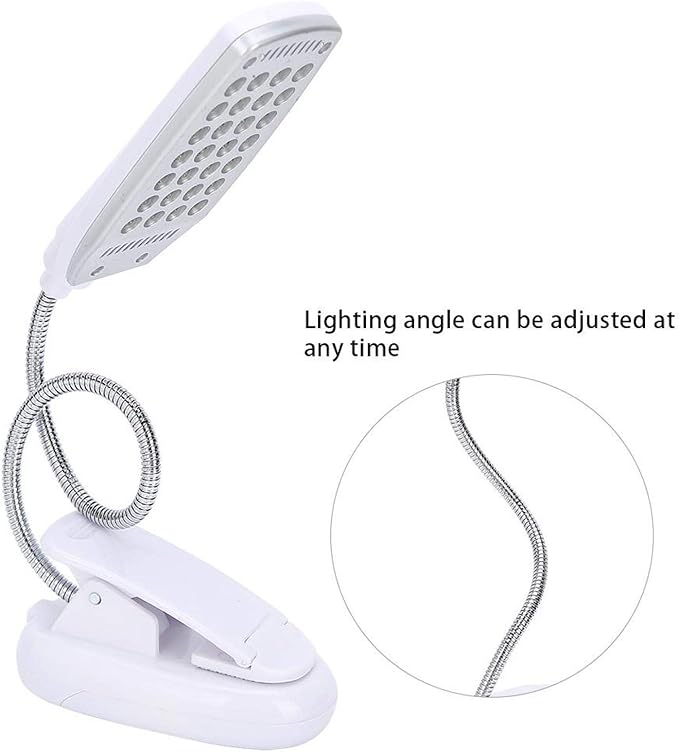 Haofy 6W Desk Lamp 28 LED Clip on Reading Light Clamp Book Light 360 Degree Rotating Table Desk Lamp Eye-Care Lamp Bedside Reading Light USB Rechargeable/Battery - LeafyLoom