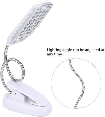 Haofy 6W Desk Lamp 28 LED Clip on Reading Light Clamp Book Light 360 Degree Rotating Table Desk Lamp Eye-Care Lamp Bedside Reading Light USB Rechargeable/Battery - LeafyLoom