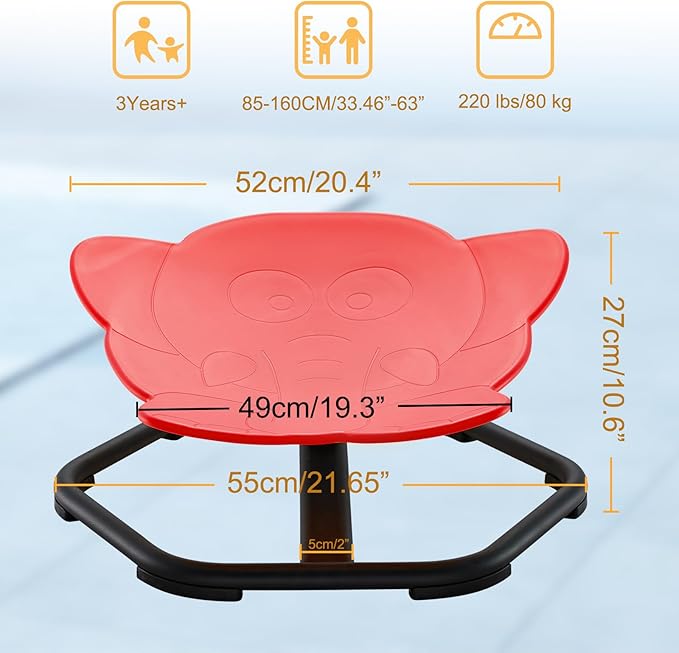 Spinning Chair for Autistic Kids Sit and Spin Chair for Kids Swivel Sensory Chair Elephant Spinning Seat Autism Sensory Chair Items for Sensory Room Training Balance Body Coordination - LeafyLoom