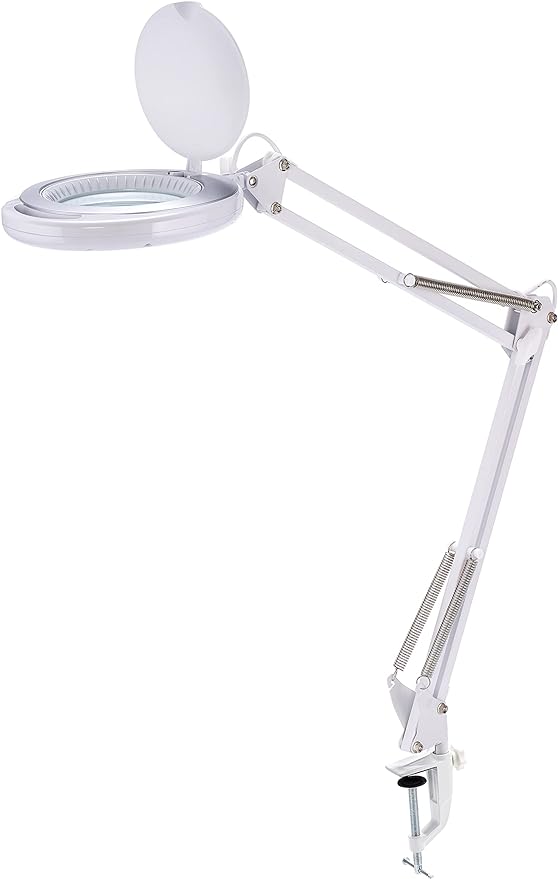 Bostitch Office LED Magnifying Desk Lamp with Clamp Mount, Energy-Efficient LEDs, Dimmable, 4.5W, 480 Lumens, White (VLED600) - LeafyLoom